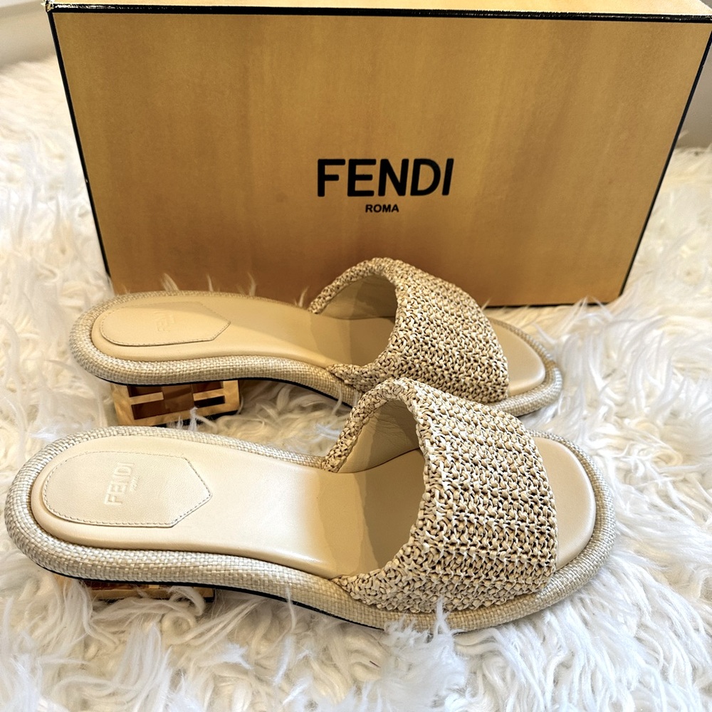 Fendi Raffia Mule heels